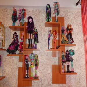На полках множество кукол с разноцветными волосами и в разноцветных одеждах